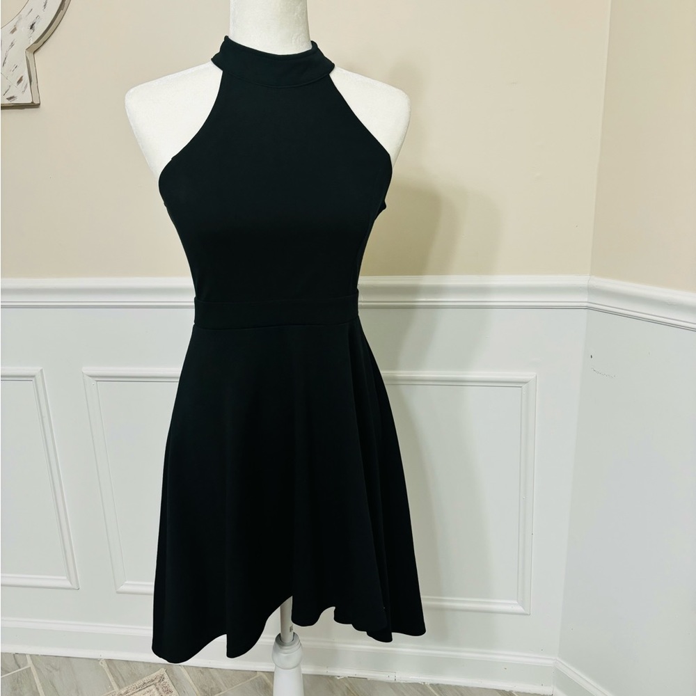 Backless High Low Black Cocktail Dress